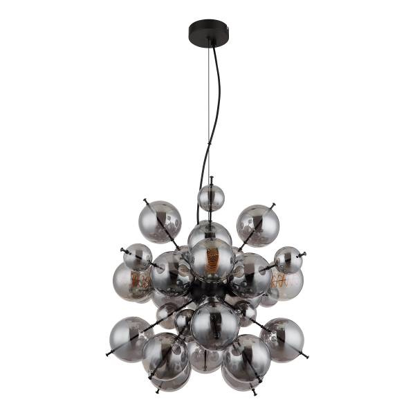 Pendelleuchte Udo Typ B - Rauchglas / Eisen - 4-flammig - Weiß