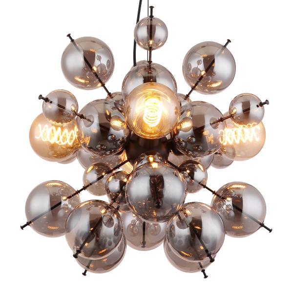Pendelleuchte Udo Typ B - Rauchglas / Eisen - 4-flammig - Weiß
