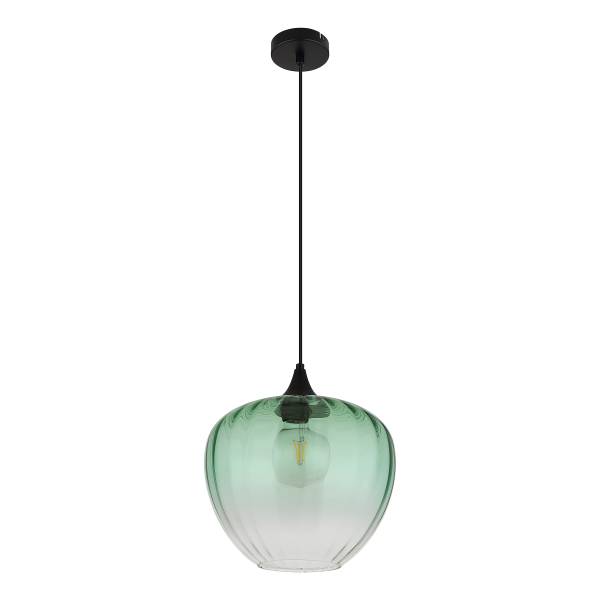 Pendelleuchte Sander Typ D - Farbglas / Eisen - 1-flammig - Grün