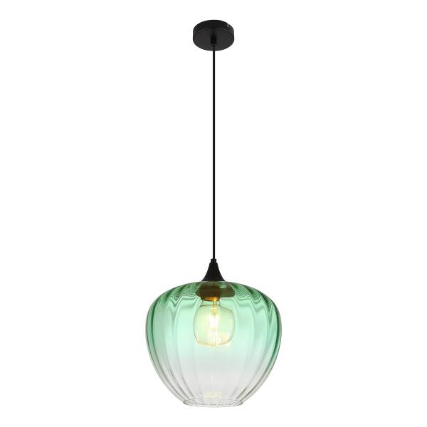 Pendelleuchte Sander Typ D - Farbglas / Eisen - 1-flammig - Grün