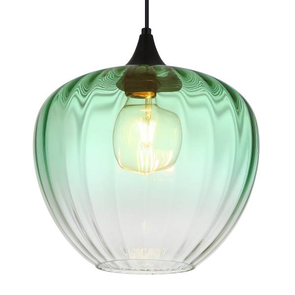 Pendelleuchte Sander Typ D - Farbglas / Eisen - 1-flammig - Grün