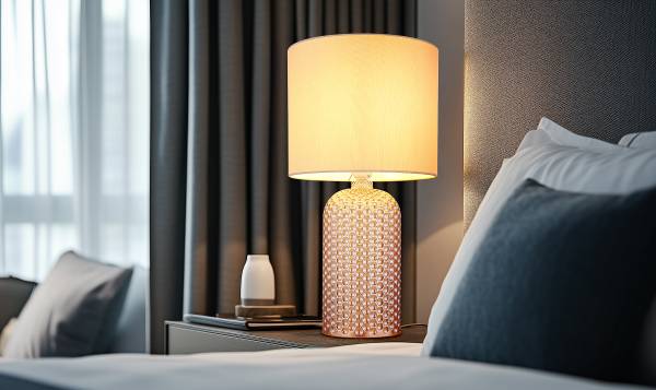 Tischleuchte Sofia - Strukturstoff / Farbglas - 1-flammig - Beige