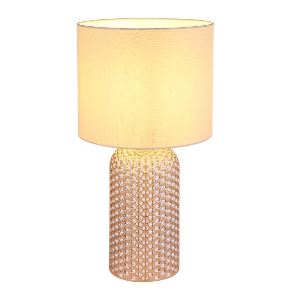 Tischleuchte Sofia - Strukturstoff / Farbglas - 1-flammig - Beige