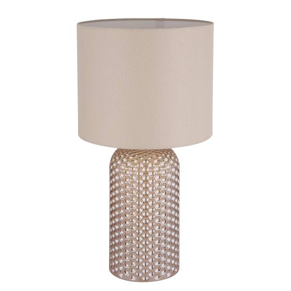Tischleuchte Sofia - Strukturstoff / Farbglas - 1-flammig - Beige