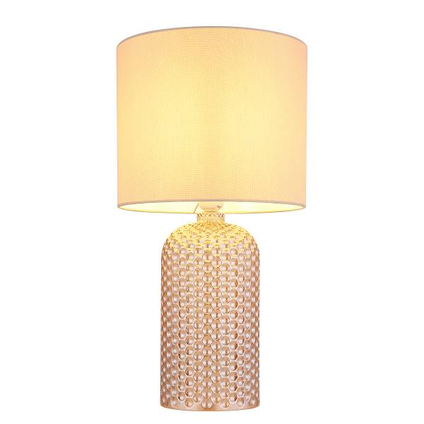 Tischleuchte Sofia - Strukturstoff / Farbglas - 1-flammig - Beige