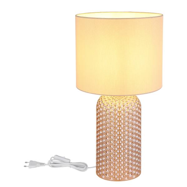 Tischleuchte Sofia - Strukturstoff / Farbglas - 1-flammig - Beige