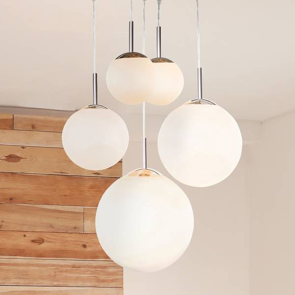 Pendelleuchte Balla - Milchglas / Eisen - 5-flammig