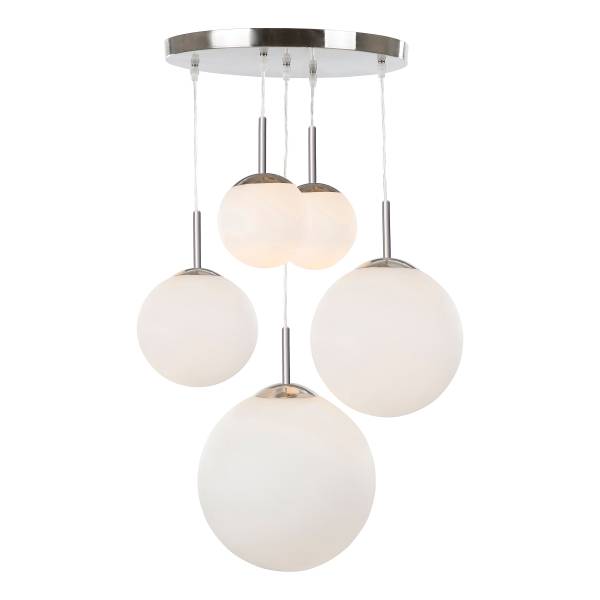 Pendelleuchte Balla - Milchglas / Eisen - 5-flammig