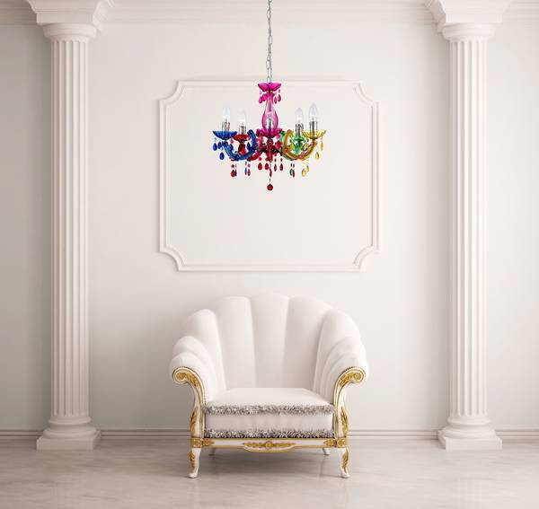 Kronleuchter Cuimbra Typ D - Acrylglas / Eisen - 5-flammig