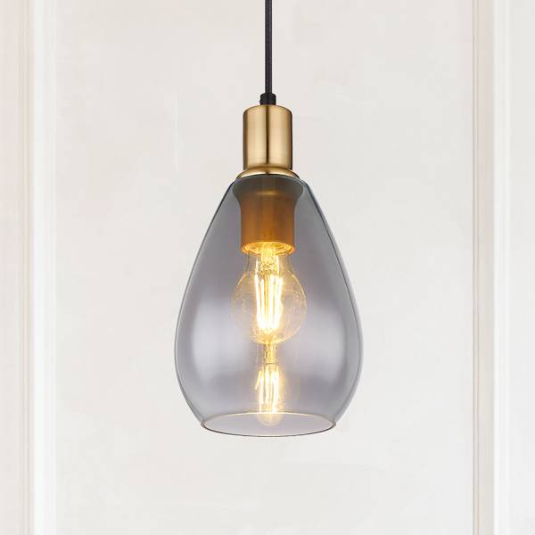 Pendelleuchte Fanni Typ B - Rauchglas / Eisen - 1-flammig