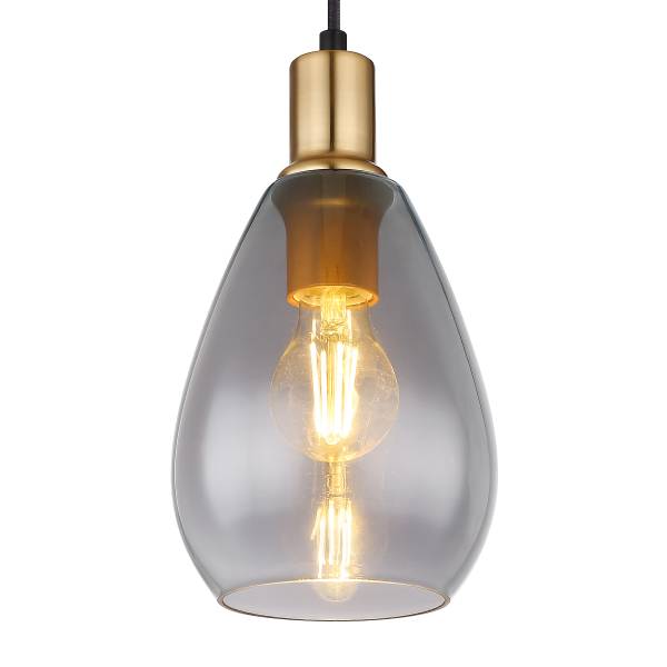 Pendelleuchte Fanni Typ B - Rauchglas / Eisen - 1-flammig