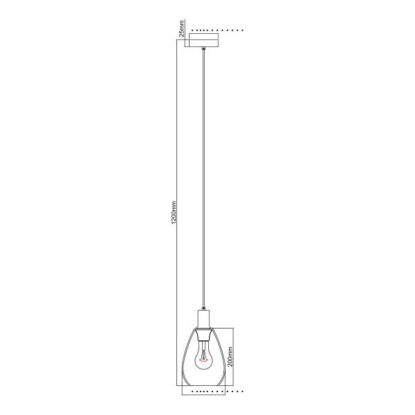 Pendelleuchte Fanni Typ B - Rauchglas / Eisen - 1-flammig