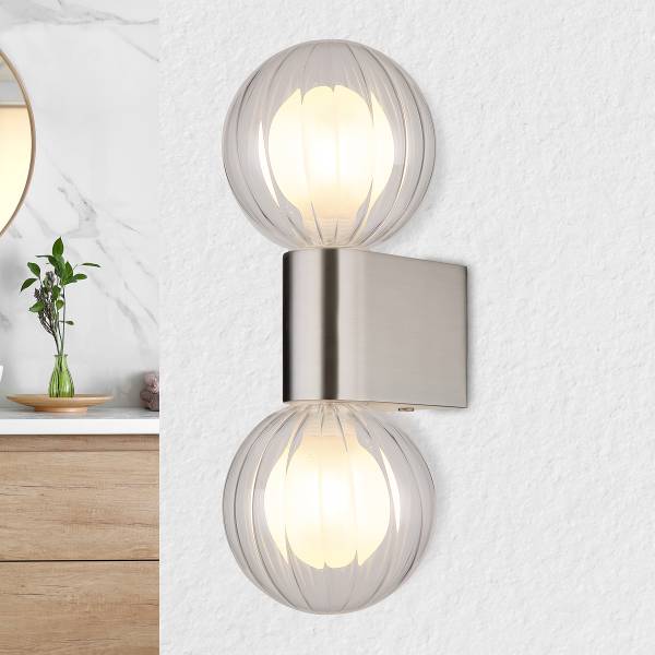 Wandleuchte Ander Typ A - Klarglas / Aluminium - 2-flammig - Silber