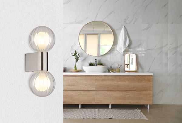 Wandleuchte Ander Typ A - Klarglas / Aluminium - 2-flammig - Silber