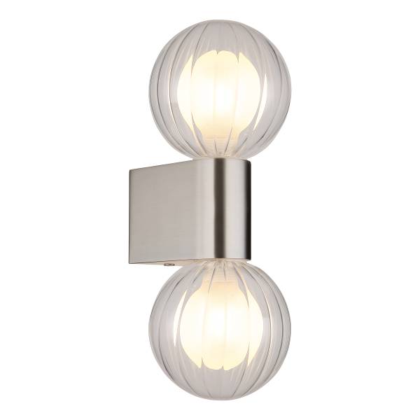 Wandleuchte Ander Typ A - Klarglas / Aluminium - 2-flammig - Silber