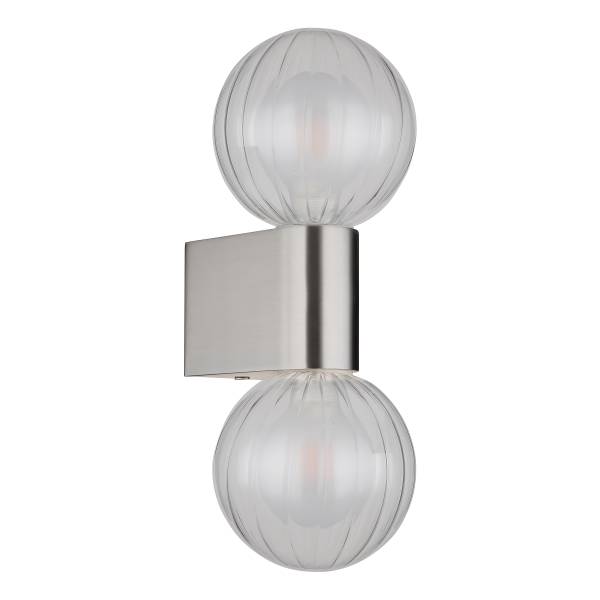 Wandleuchte Ander Typ A - Klarglas / Aluminium - 2-flammig - Silber
