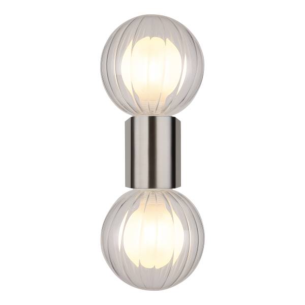 Wandleuchte Ander Typ A - Klarglas / Aluminium - 2-flammig - Silber