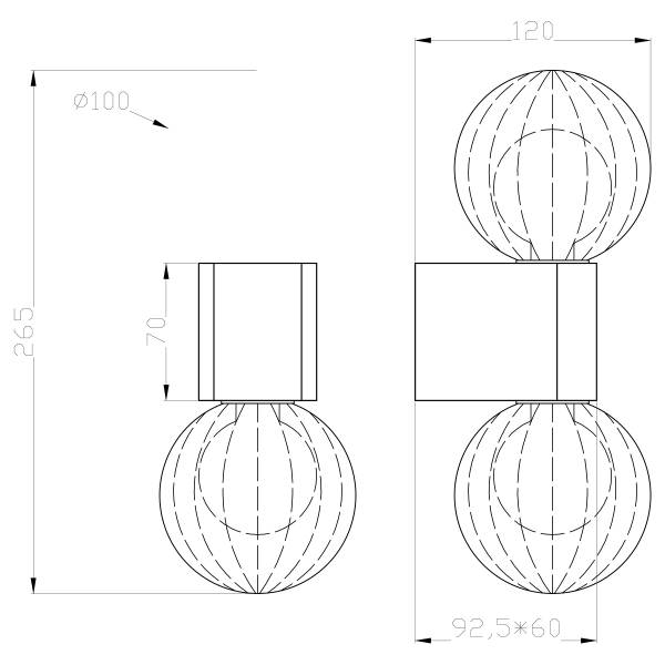 Wandleuchte Ander Typ A - Klarglas / Aluminium - 2-flammig - Silber