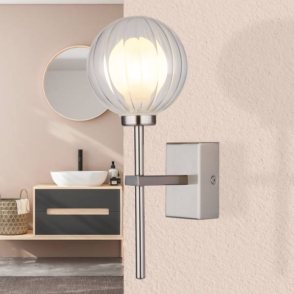 Wandleuchte Brisbon Typ B - Klarglas / Eisen - 1-flammig - Silber