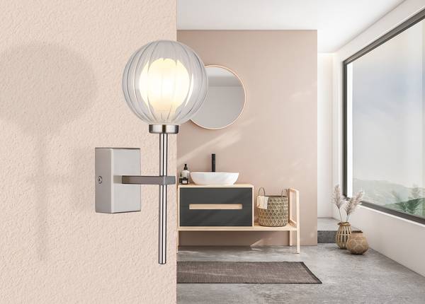 Wandleuchte Brisbon Typ B - Klarglas / Eisen - 1-flammig - Silber