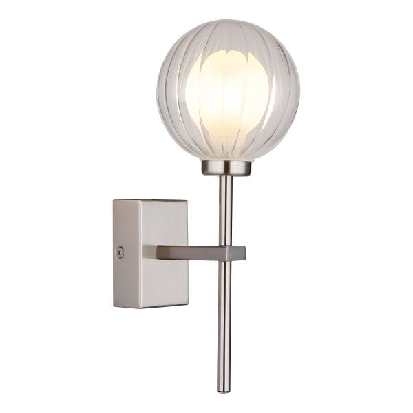 Wandleuchte Brisbon Typ B - Klarglas / Eisen - 1-flammig - Silber