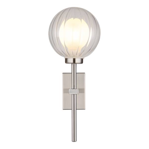 Wandleuchte Brisbon Typ B - Klarglas / Eisen - 1-flammig - Silber