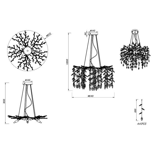 Kronleuchter Danna - Kristallglas / Eisen - 8-flammig