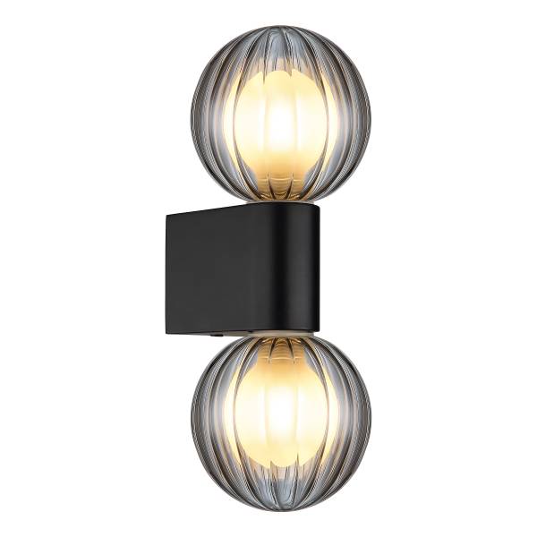 Wandleuchte Ander Typ A - Rauchglas / Aluminium - 2-flammig - Schwarz