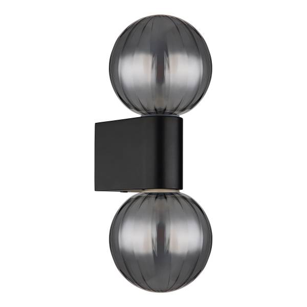 Wandleuchte Ander Typ A - Rauchglas / Aluminium - 2-flammig - Schwarz