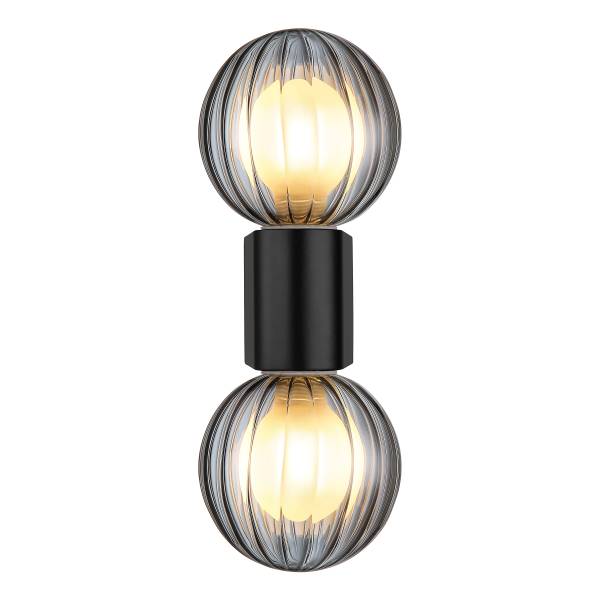 Wandleuchte Ander Typ A - Rauchglas / Aluminium - 2-flammig - Schwarz