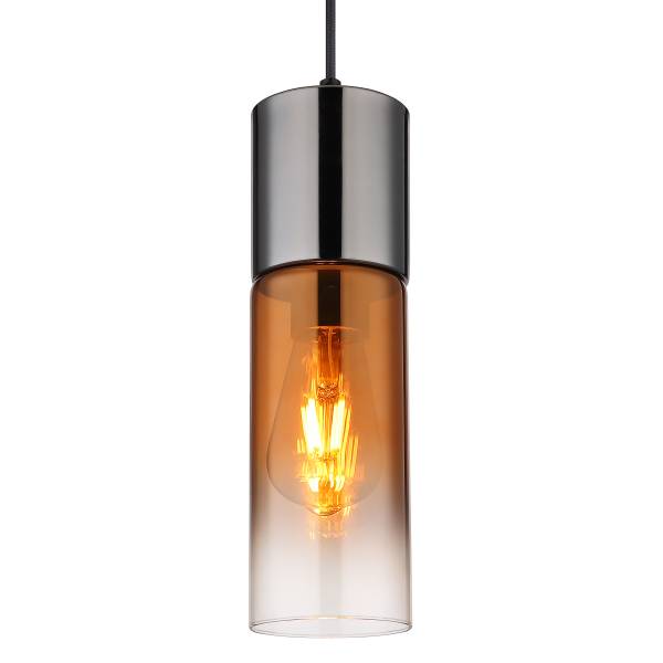 Pendelleuchte Annika Typ C - Eisen / Farbglas - Orange / Chrom - Flammenanzahl: 1