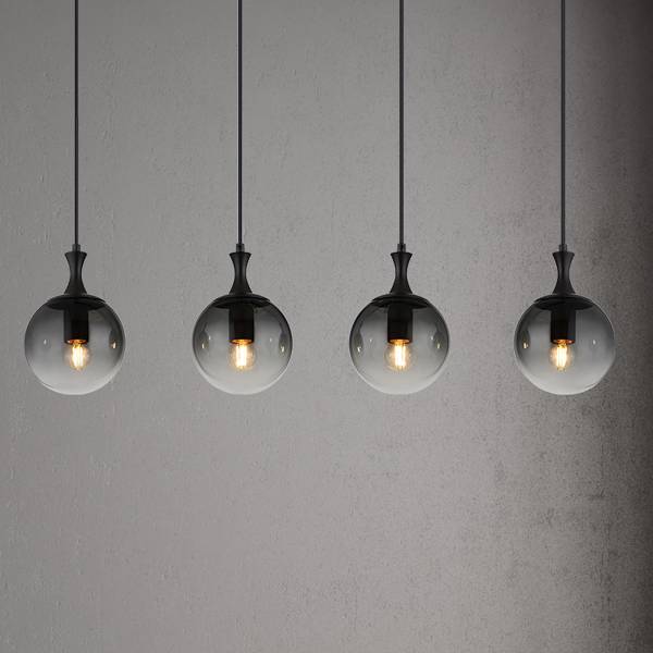 Pendelleuchte Dalton Typ B - Rauchglas / Eisen - 4-flammig