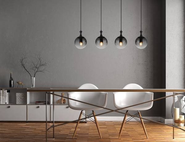 Pendelleuchte Dalton Typ B - Rauchglas / Eisen - 4-flammig