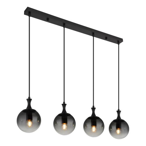 Pendelleuchte Dalton Typ B - Rauchglas / Eisen - 4-flammig