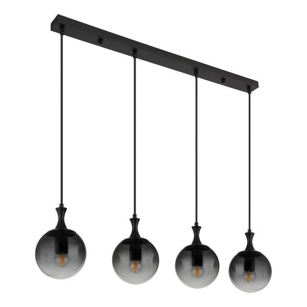 Pendelleuchte Dalton Typ B - Rauchglas / Eisen - 4-flammig