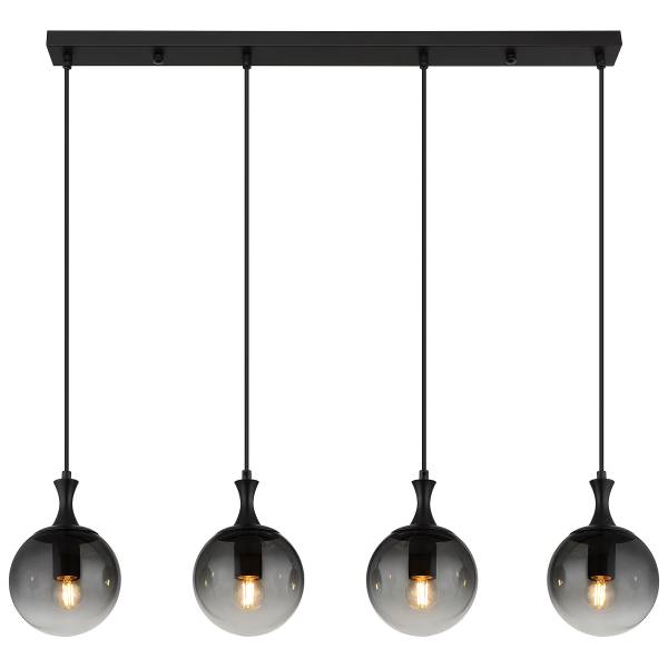 Pendelleuchte Dalton Typ B - Rauchglas / Eisen - 4-flammig