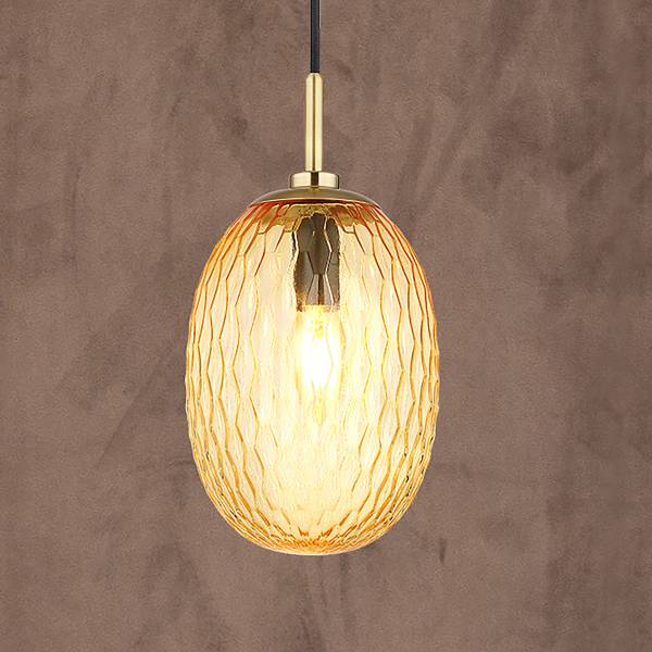 Pendelleuchte Devin Typ C - Farbglas / Eisen - 1-flammig - Beige