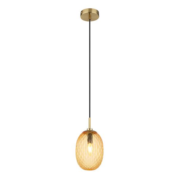 Pendelleuchte Devin Typ C - Farbglas / Eisen - 1-flammig - Beige