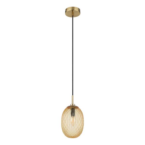 Pendelleuchte Devin Typ C - Farbglas / Eisen - 1-flammig - Beige