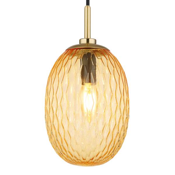 Pendelleuchte Devin Typ C - Farbglas / Eisen - 1-flammig - Beige