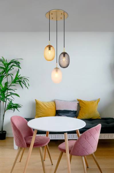 Pendelleuchte Devin Typ A - Rauchglas / Eisen - Flammenanzahl: 3