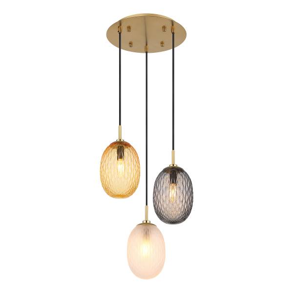 Pendelleuchte Devin Typ A - Rauchglas / Eisen - Flammenanzahl: 3