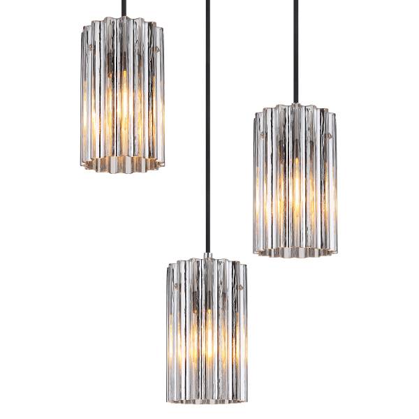 Pendelleuchte Cayden Typ A - Klarglas / Eisen - 3-flammig