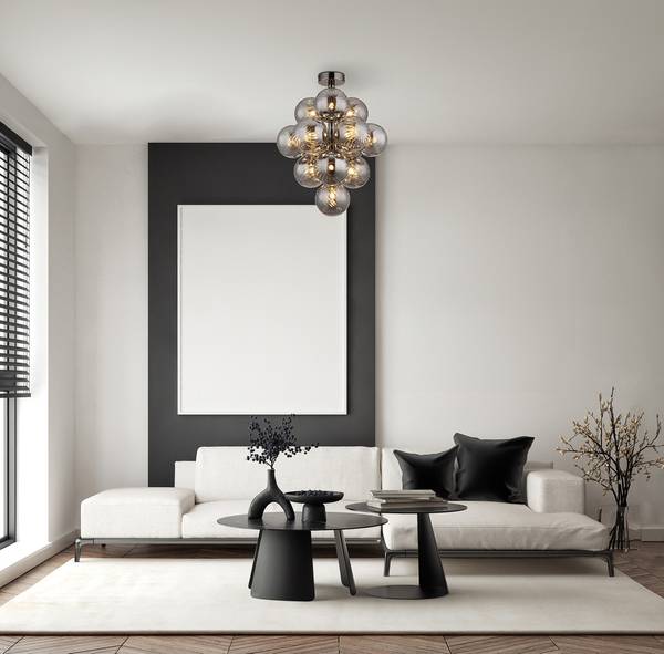 Deckenleuchte Conor - Rauchglas / Eisen - 13-flammig - Schwarz