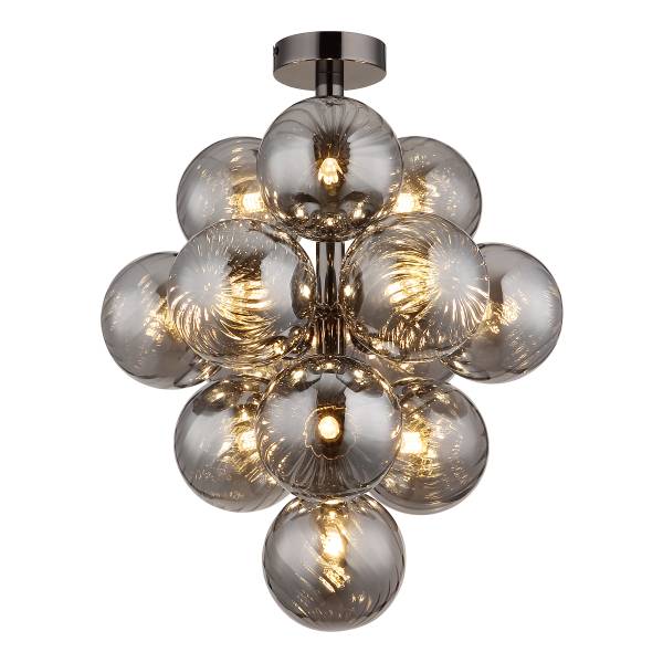 Deckenleuchte Conor - Rauchglas / Eisen - 13-flammig - Schwarz