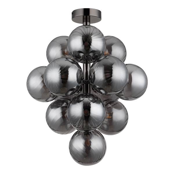 Deckenleuchte Conor - Rauchglas / Eisen - 13-flammig - Schwarz