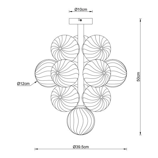 Deckenleuchte Conor - Rauchglas / Eisen - 13-flammig - Schwarz