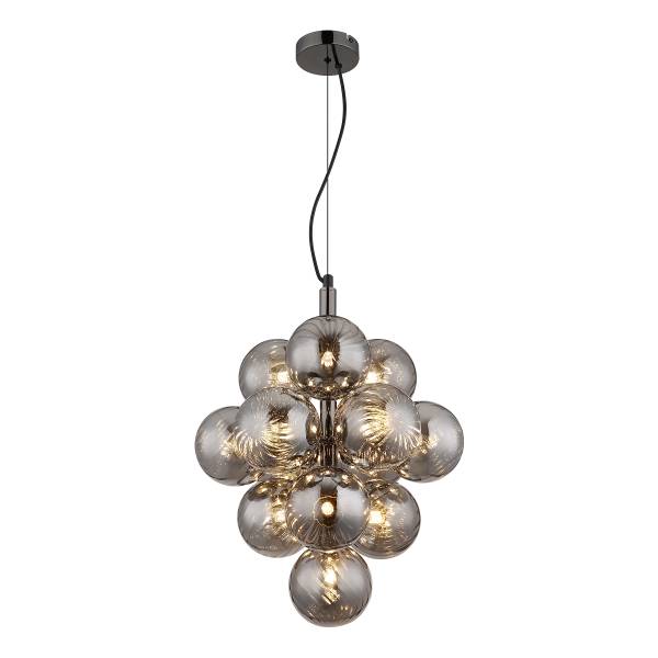 Pendelleuchte Conor - Rauchglas / Eisen - 13-flammig - Schwarz