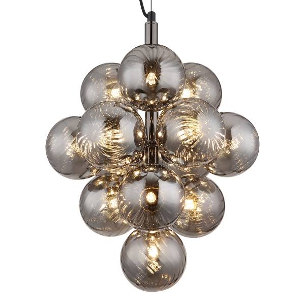 Pendelleuchte Conor - Rauchglas / Eisen - 13-flammig - Schwarz