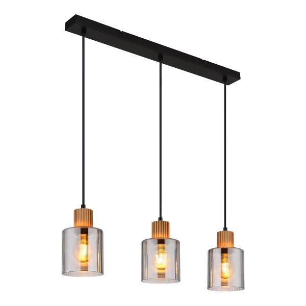 Pendelleuchte Aleidis Typ A - Rauchglas / Eisen - Flammenanzahl: 3